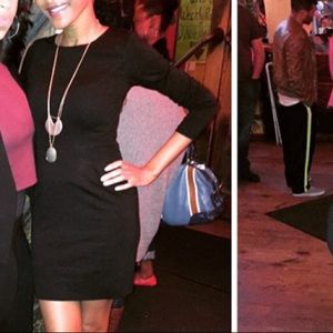 Black 3/4 Sleeve Mini Dress w. Exposed Back Zipper